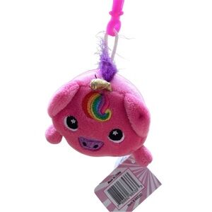 Pink Rainbow Unicorn Plush Keychain
